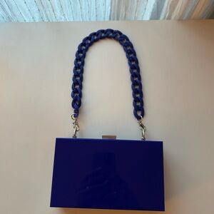 Elegant Royal Blue Clutch with Chain Handle
